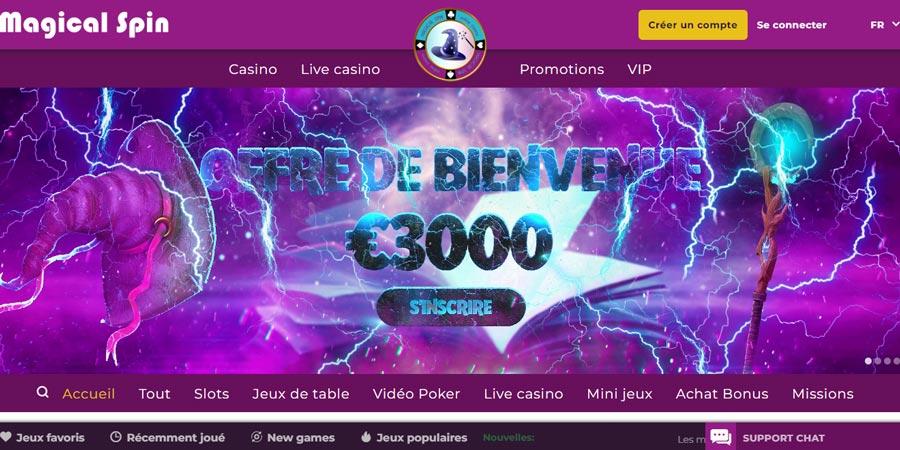 capture d'écran d'accueil magical spin